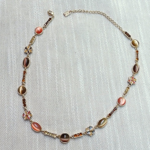 Enamel, glass and crystal necklace - Picture 4 of 5